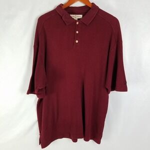 Tommy Bahama Polo Shirt Mens XL Red Silk Blend Golf‎ Casual Short Sleeve